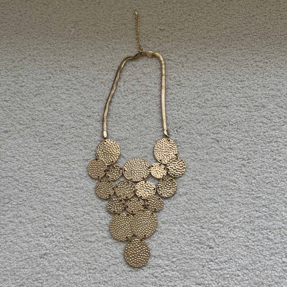 Gold Disc Statement Necklace